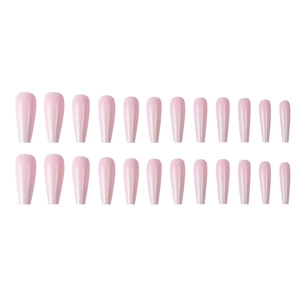 Lot de 24 faux ongles longs ballerine rose dégradé avec une finition brillante et lisse