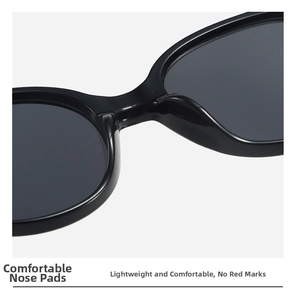 Macro detail of ergonomic integrated nose pads on black oversized sunglasses for comfort