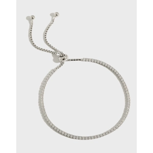 Bracciale Regolabile in Argento Sterling 925 con Zirconia Quadrata da Donna Elegante Stile Ins Gioielli Placcati in Oro Bianco
