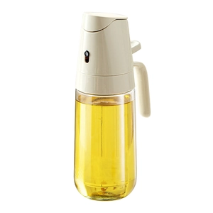 Dual-purpose glass oil sprayer and dispenser bottle with cream handle and leakproof design