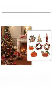 Detailed collection of Christmas and Halloween enamel brooches with festive motifs