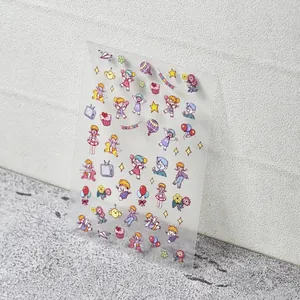 Autocollants ongles 5D japonais avec filles de dessin animé et motifs de ballons