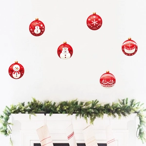 Christmas wall stickers with red and white snowman patterns for fireplace decoration