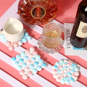 DIY colorful bubble coasters made of silicone in round and square shapes for home decor