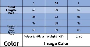 Tableau des tailles pour blazer en maille avec mesures du buste, de l'épaule et des manches