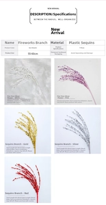 Close-up of decorative sparkle sequin stems in five colors for DIY Christmas decor