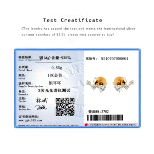 Authentic S925 sterling silver certification with quality inspection for stud earrings