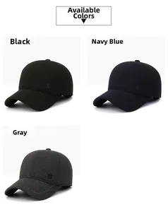 Detailed display of men's winter wool caps in black, navy blue, and grey options