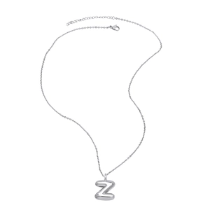Detail of silver letter Z pendant with polished chunky 3D design on an O-chain necklace