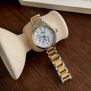 Women Quartz Watch Stainless Steel Band Elegant Marble Texture Dial Small Seconds Waterproof Business Fashion Wristwatch