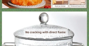 Thickened heat-resistant glass pot with metal handles for stovetop cooking