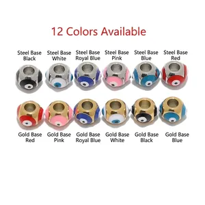 8mm Evil Eye beads in 12 colors made of stainless steel for DIY jewelry making