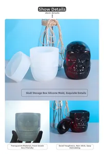 Macro detail of skull storage box resin mold showing high transparency silicone texture