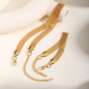 Minimalist Stainless Steel Mesh Strap Bracelet For Women Gold Silver Plated Braided Link Chain Jewelry Fashion Adjust Bracelet