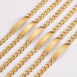Unisex stainless steel gold geometric bracelets with six unique engraved link patterns