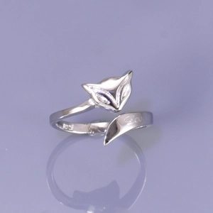 Silver Plated Copper Fox Open Ring For Women Adjustable Animal Finger Ring With Love Engraving Korean Fashion Jewelry Gift
