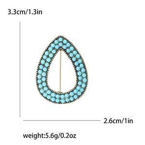 Bohemian vintage gold water-drop brooch with turquoise beads and size dimensions