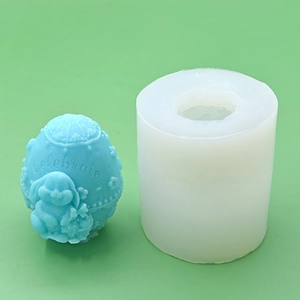 Silicone DIY cake mold for Easter egg with rabbit and Celebrate text engraving