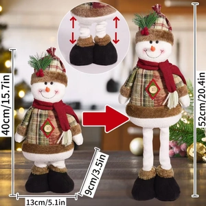 Extendable Christmas snowman doll decoration adjusts from 40cm up to 52cm in height