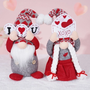 Valentine's Day Gnome Plush Couple Faceless Doll Heart Scandinavian Tomte Ornament For Home Table Decor Wedding Gift