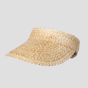 Detailed macro view of scale-like hand-woven wheat straw texture on sun visor hat