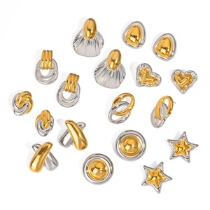 Elegant mixed gold and silver stainless steel earrings in various geometric shapes