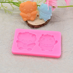 Dual-cavity cute bear silicone mold for chocolate fondant and handmade candle making
