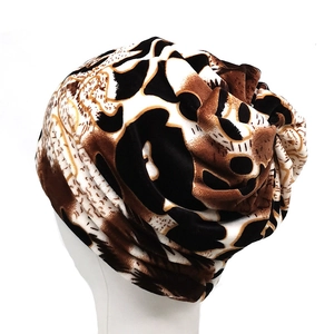 Winter leopard print beanie scarf set with warm plush lining for men and women