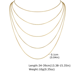 Détail du collier chaîne serpent dorée de 0,1 cm avec mesures de longueur précises