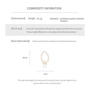 Detailed size specifications for the double-layer pearl and knitted flower necklace
