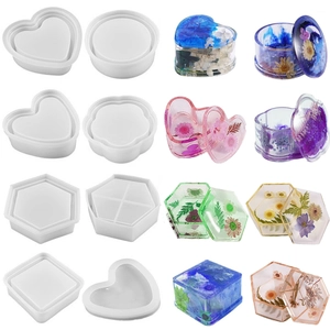 Moules En Silicone DIY Pour Boîte De Rangement Organisateur De Bijoux Moulage En Résine Fait Main Formes Cœur Carré Rond Hexagone Fleur