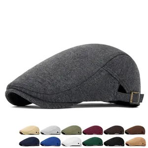 Unisex knitted newsboy hat in dark gray with metal side buckle and 12 color variants