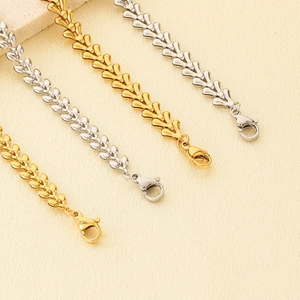 Wheat leaf chain bracelets in gold and silver finish with high polish lobster clasp