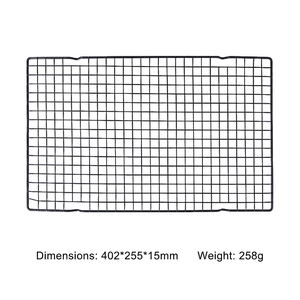 Rectangular black non-stick baking cooling rack with folding mesh wire, 40x25cm size