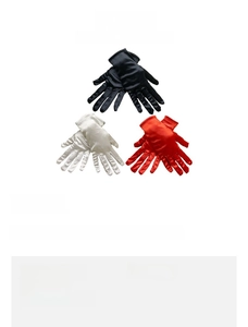 Size chart showing 22cm length and material details for satin bridal evening gloves