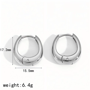 Polished silver 18k gold plated stainless steel hoop earrings size 17.2mm by 15.5mm