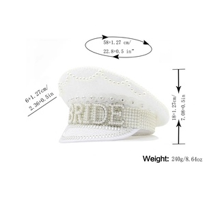Cappello da capitano bianco per sposa con perline e paillettes per addio al nubilato