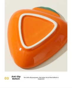 Carrot shaped ceramic hamster bowl with non-slip unglazed bottom for stability