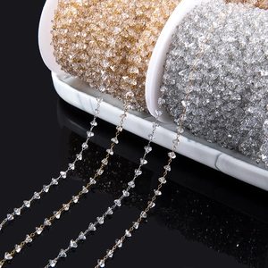DIY crystal stone copper chain for hairpins and tassel jewelry in gold and silver finish