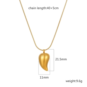 Minimalist 18K gold stainless steel necklace with waterdrop pendant on snake chain