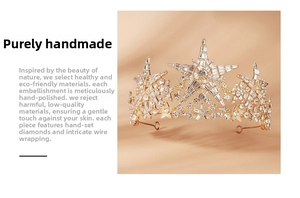 Detailed view of handcrafted gold star bridal crown with sparkling white crystals