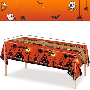 Halloween party tablecloth 180x108cm featuring pumpkin and bat design elements