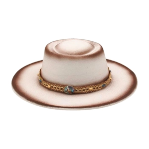 Vintage Western Cowboy Fedora Hat For Men Women Cotton Blend Ethnic Gemstone Belt Retro Wide Brim Jazz Hat Travel Performance