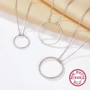 Ensemble de bijoux élégants en argent sterling 925 avec pendentif cercle géométrique