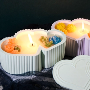 Striped heart-shaped silicone resin storage box mold for DIY aromatherapy jewelry boxes