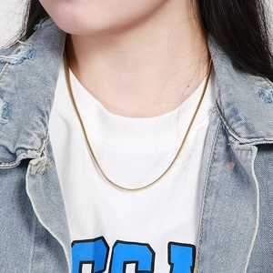 Flat gold snake chain necklace for women made of premium stainless steel jewelry
