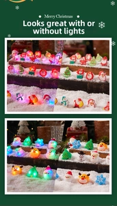 Detail of Christmas LED rings in Santa and snowman shapes with light-on effects