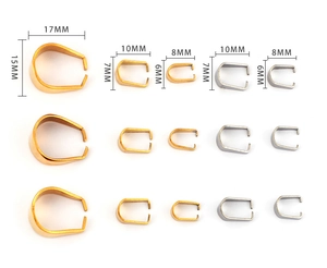 Detailed size chart for gold and silver stainless steel pinch bails for DIY jewelry