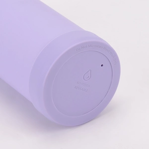 Detail of purple silicone protective base with eco-friendly hand wash only instruction