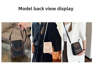 Vue détaillée de sacs de téléphone bandoulière en cuir PU matelassé avec fermoir magnétique
